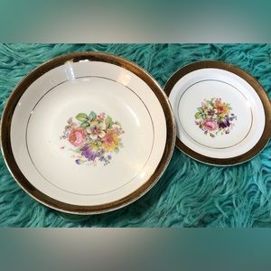 Stetson 22 kt.c good made in the USA vintage soup bowl and dessert plate